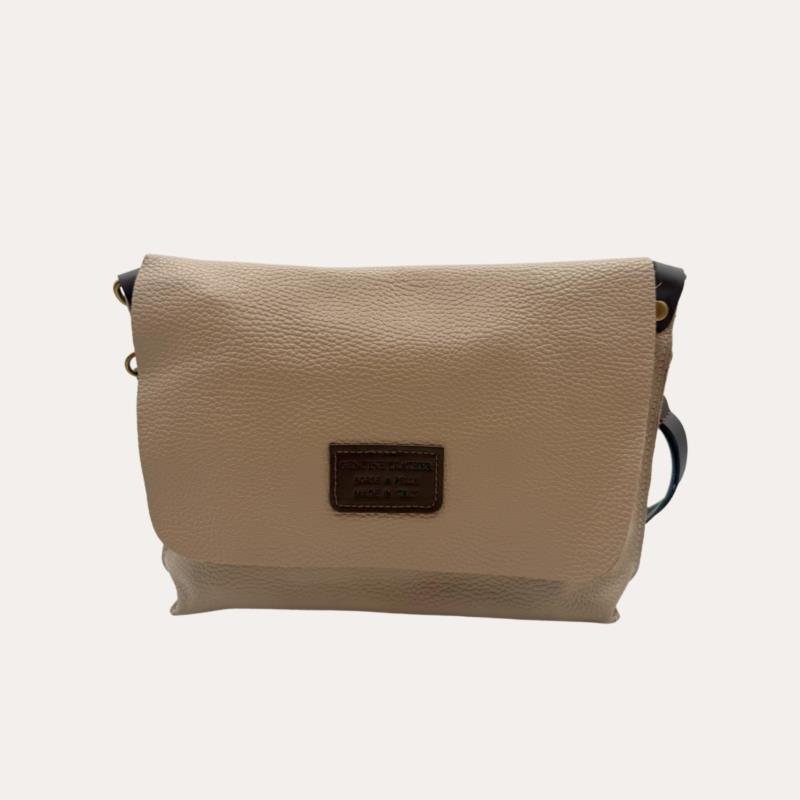 Cartera  Bandolera Piel Topo con Solapa (Croosbody)