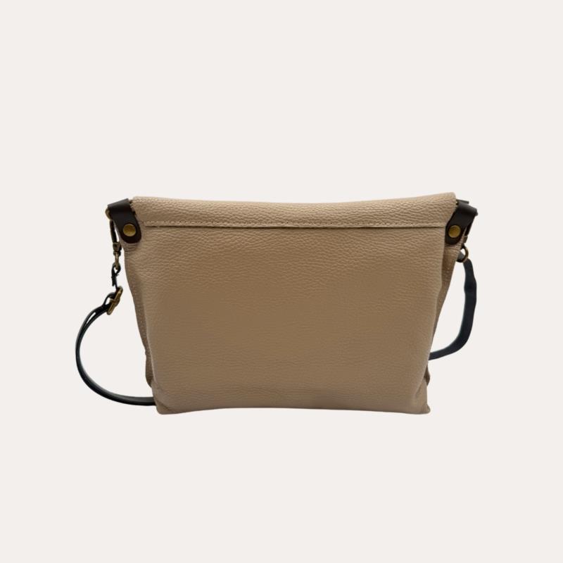 Cartera  Bandolera Piel Topo con Solapa (Croosbody)