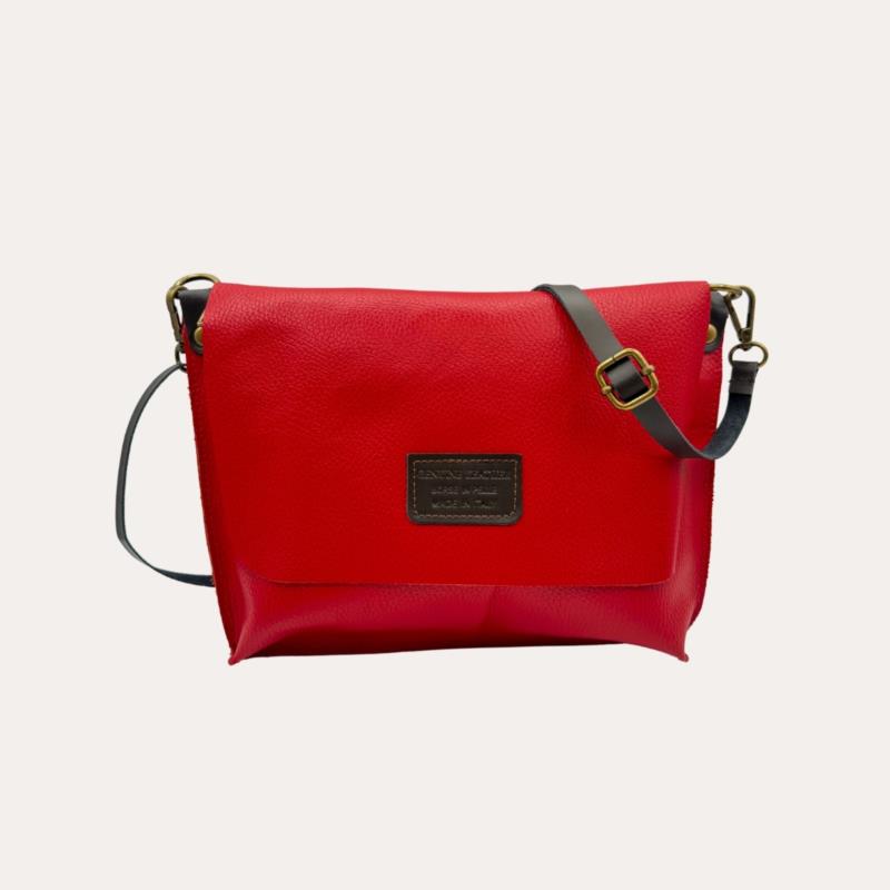 Cartera Bandolera Piel Roja con Solapa (Croosbody)
