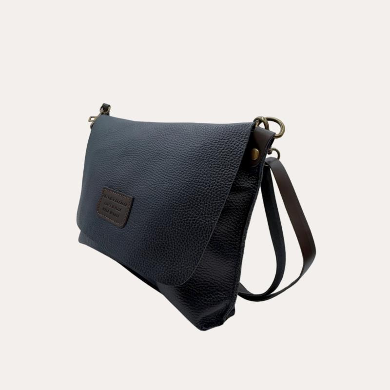 Cartera Bandolera Piel Azul Marino con Solapa (Crossbody)