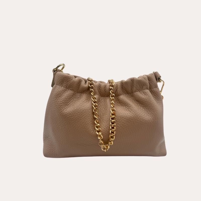 Bolso Pouch Piel Nude con Cadena