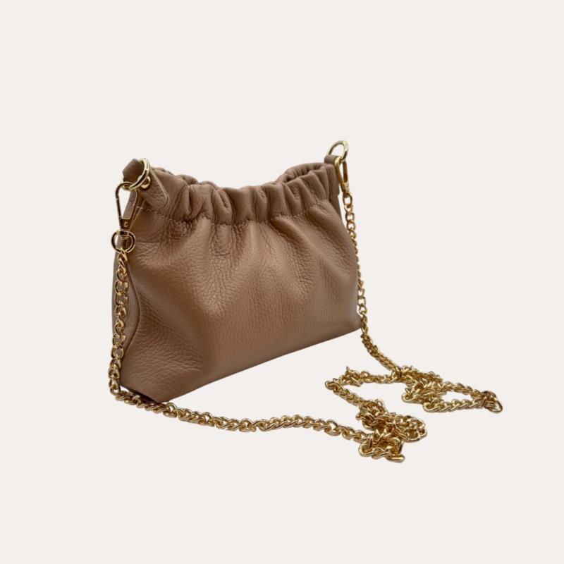 Bolso Pouch Piel Nude con Cadena