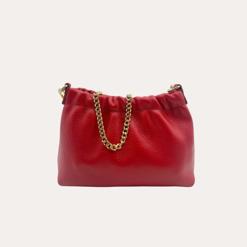 Bolso Pouch Piel Rojo con Cadena 