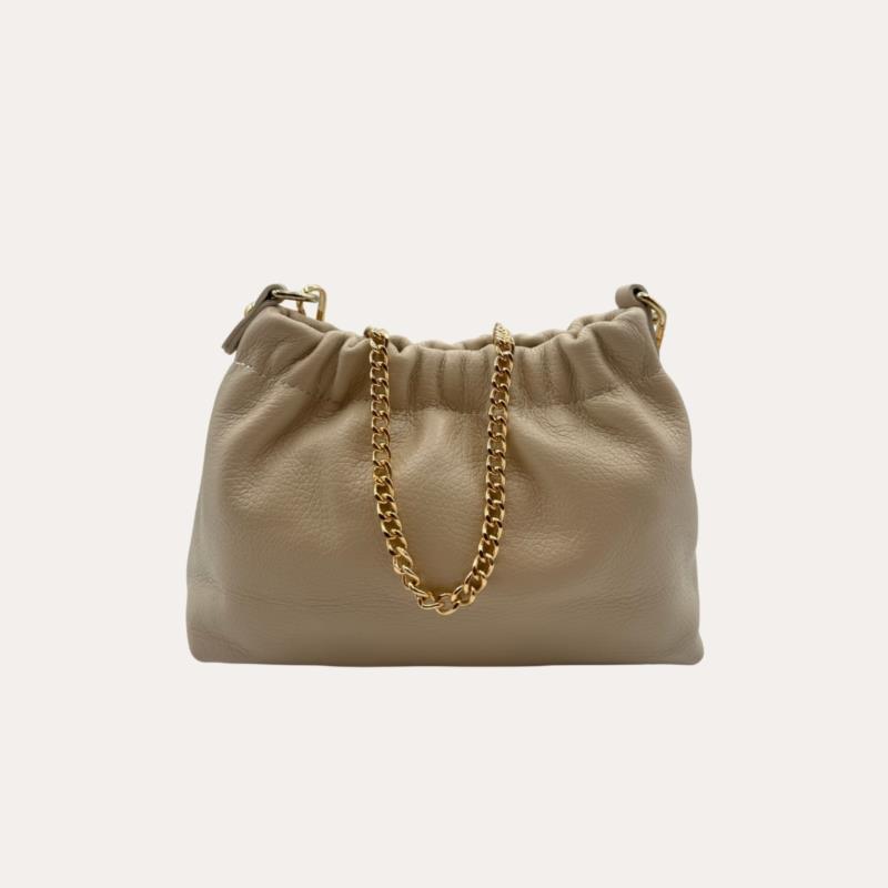 Bolso Pouch Piel Blanco Roto con Cadena