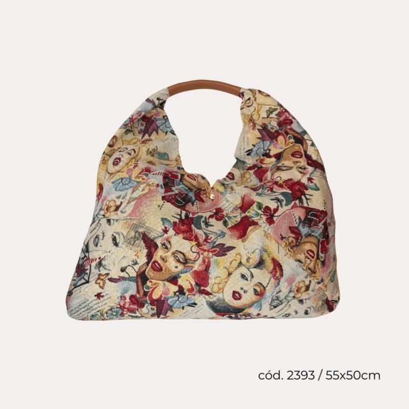 Bolso de Tela Grande Marilyn Monroe con Asa de Piel