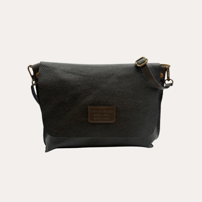 Cartera Bandolera Piel Negra con Solapa (Croosbody)