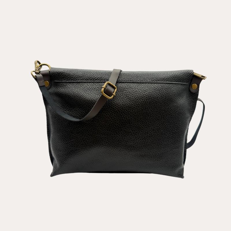 Cartera Bandolera Piel Negra con Solapa (Croosbody)