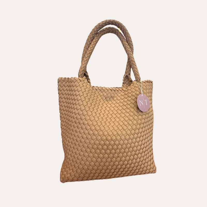 Bolso trenzado neopreno grande (Beige).