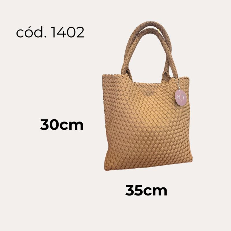 Bolso trenzado neopreno grande (Beige).