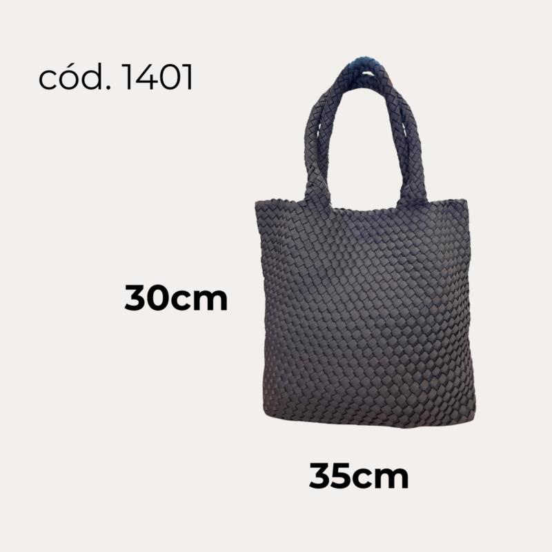 Medidas Bolso trenzado neopreno grande (Gris).
