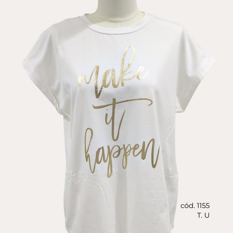 Camiseta Blanca con Estampado "Make It Happen"