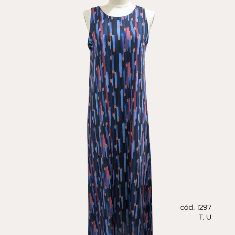 Vestido Estampado Azul Marino