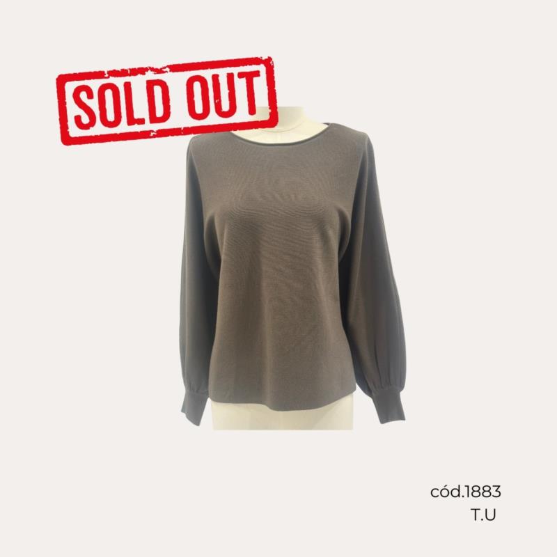 Jersey Verde de Algodón con Manga Abullonada