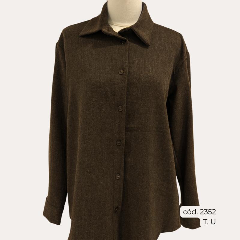 Camisa Marrón de Viscosa con Botones