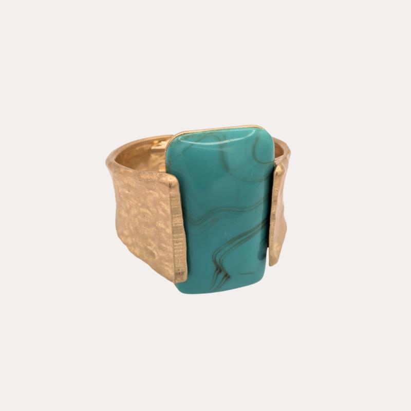 Brazalete Dorado Piedra Turquesa