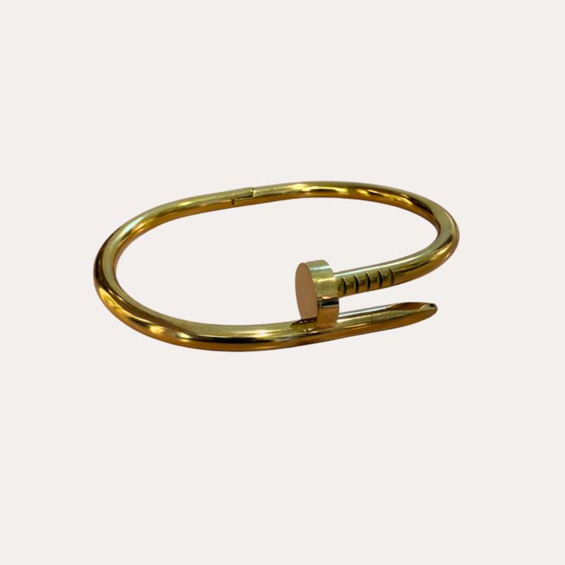 Pulsera fina de acero inoxidable tipo clavo dorado