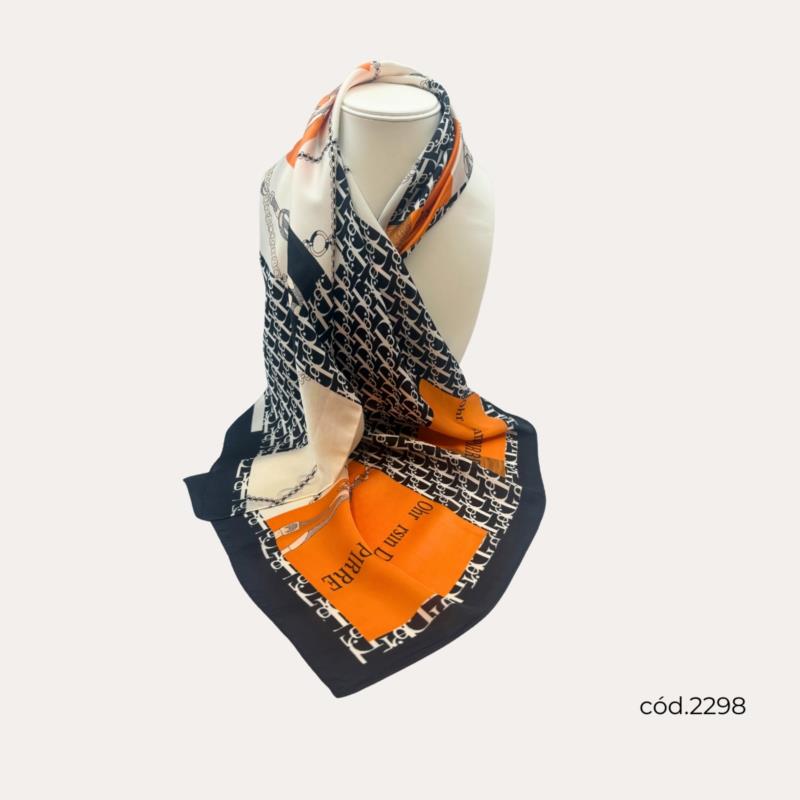 Fulares Estampados Dior Negro Naranja