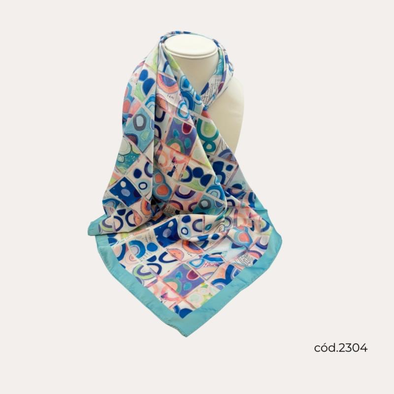 Fular Estampados Círculos Azul y Lila