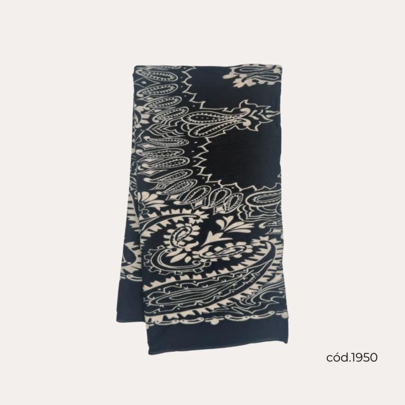 Bufanda Azul Oscuro Con Estampado