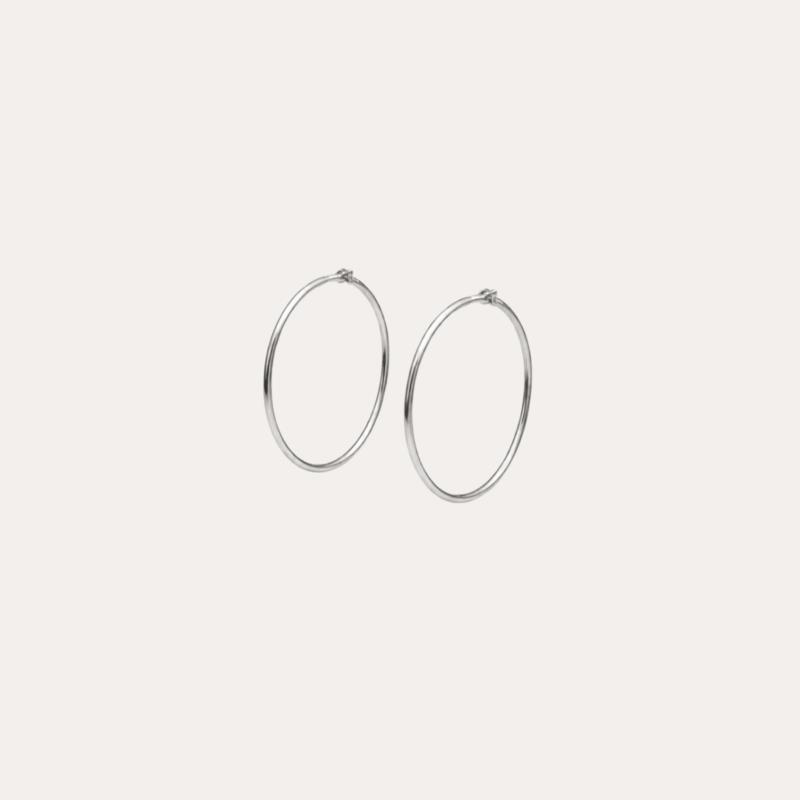 Pendientes de Aro Mediano Plateados Finos de Acero Inoxidable