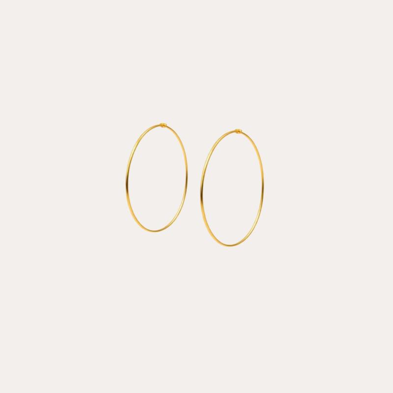 Pendientes de Aro XL Dorados Finos de Acero Inoxidable