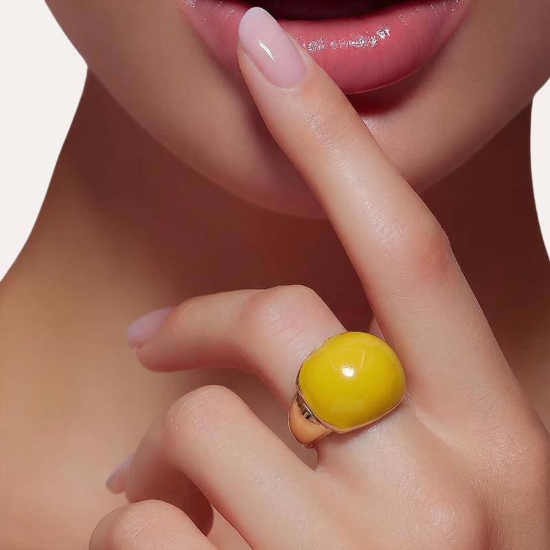 Anillo Esmalte Elastico Amarillo