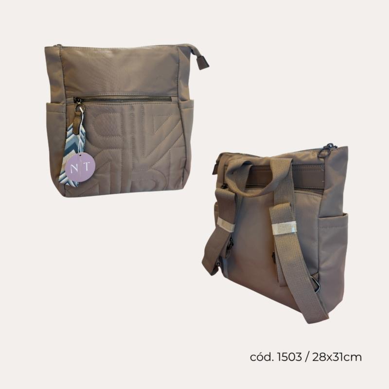 Bolso Mochila rectangular beige