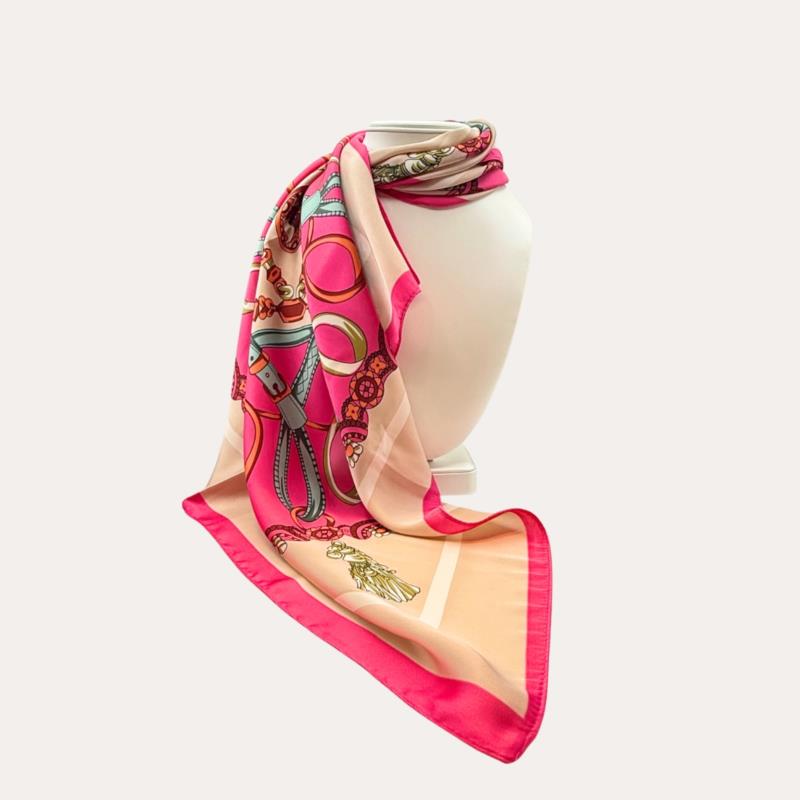 Fular Rosa Fucsia con Estampado de Cordón