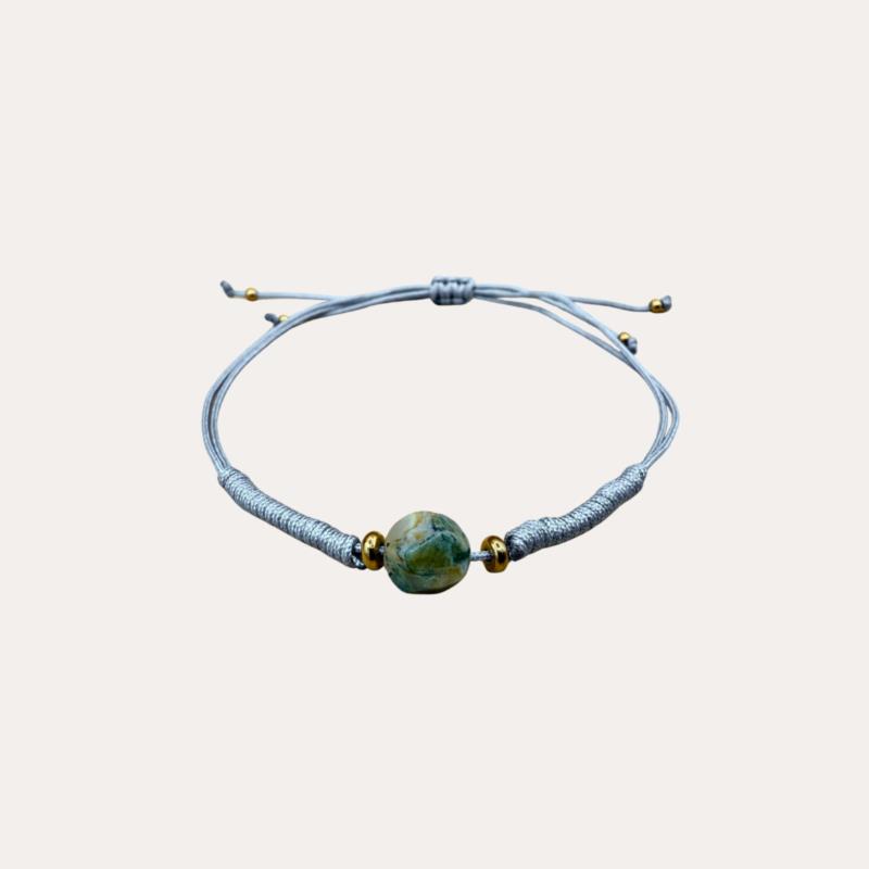 Pulsera de Hilo Gris con Piedra Central