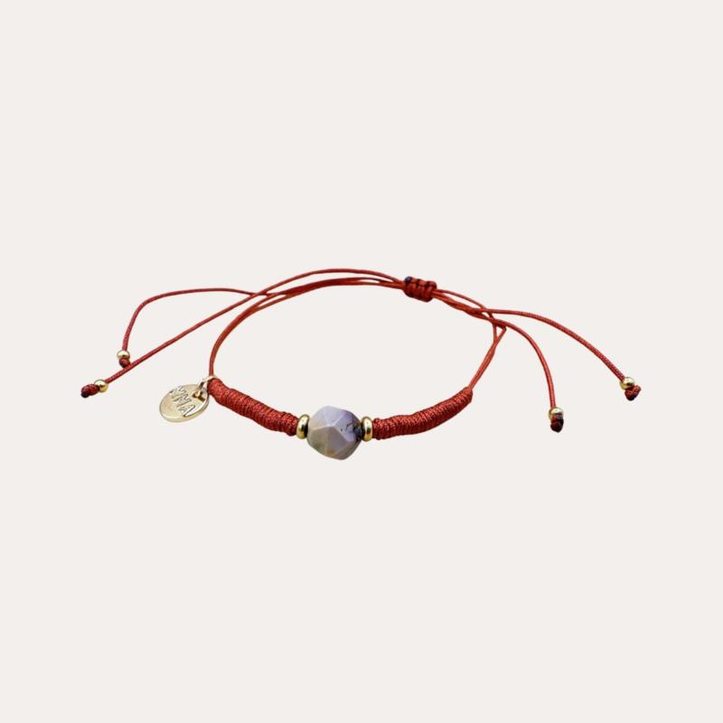 Pulsera de Hilo Terracota con Piedra Central