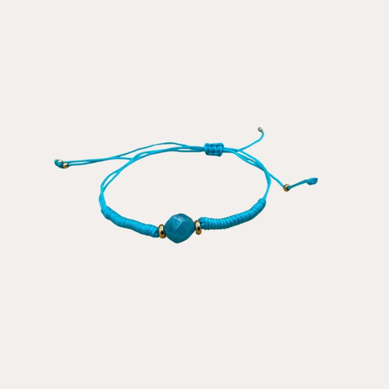 Pulsera de Hilo Turquesa con Piedra Central