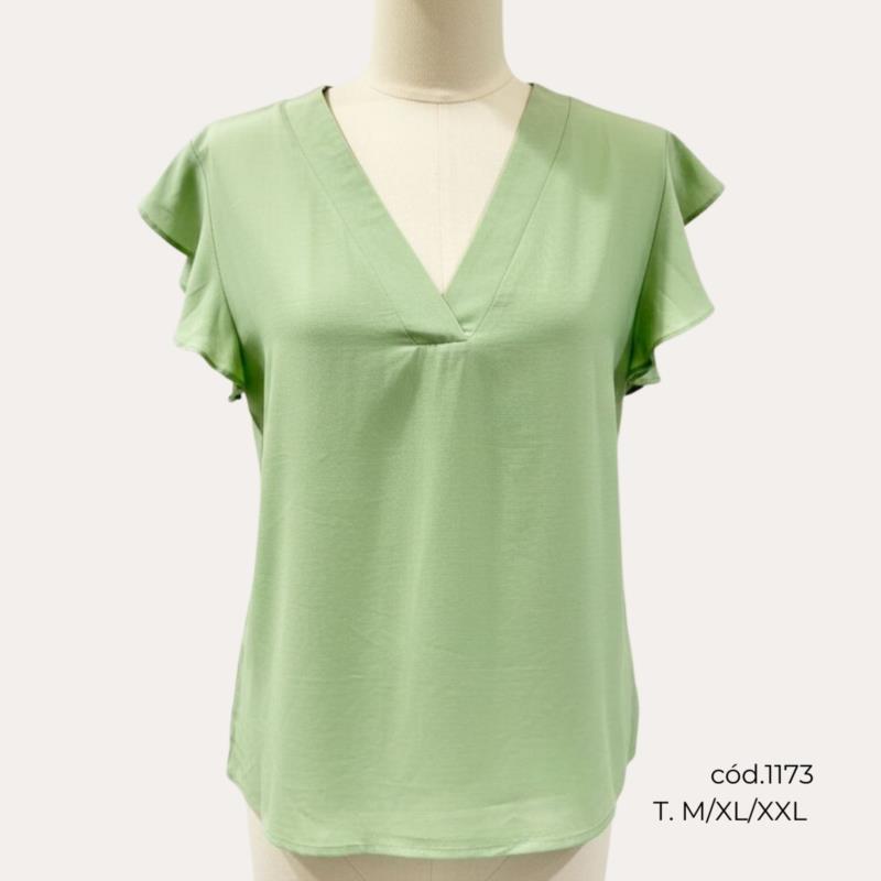 Blusa Verde Volante Manga c/p