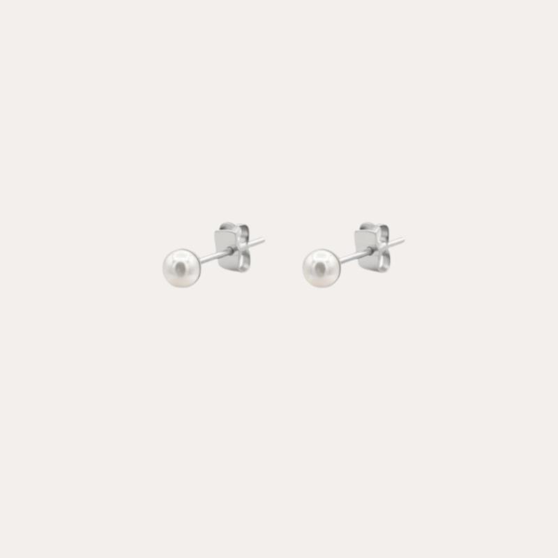 Pendientes Pequeños de Perla de Plata de Primera Ley 925