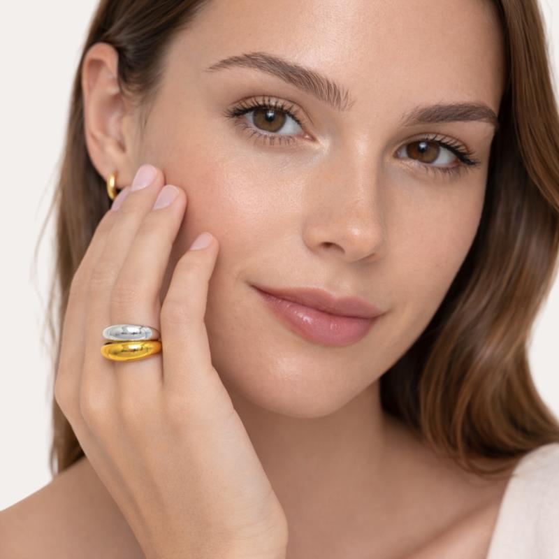 Anillo Doble Plateado y Dorado