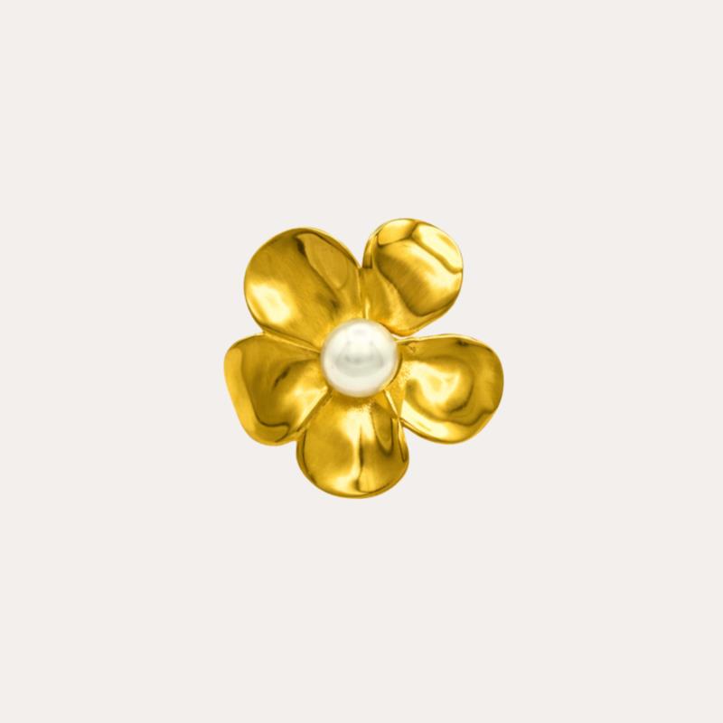 Anillo Flor Grande Dorado