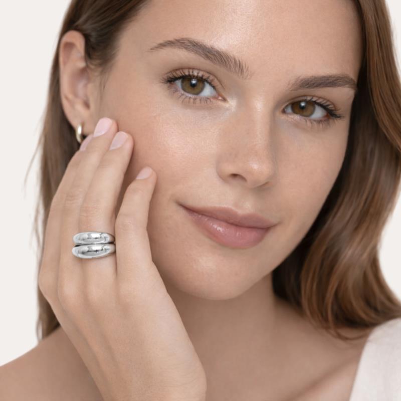 Anillo Plateado Doble