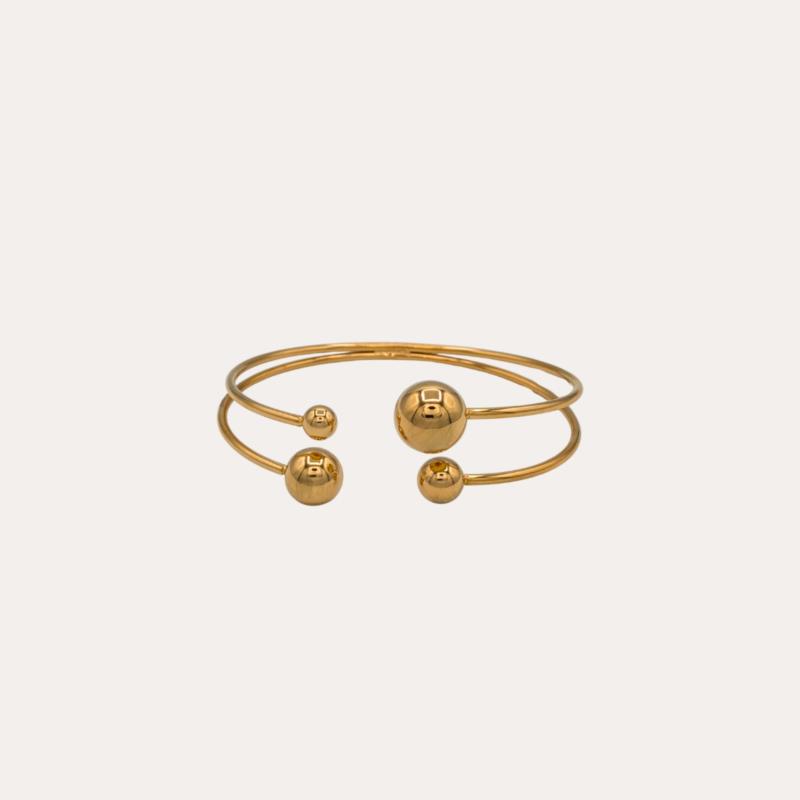 Pulsera Fina de Acero Dorado con Esferas