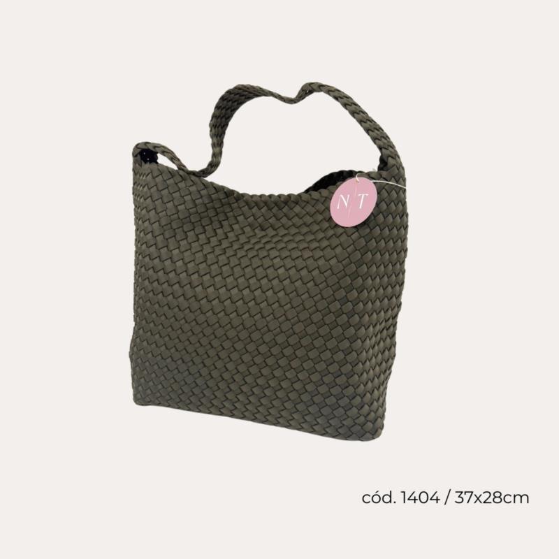 Bolso Verde Trenzado Elástico 1 asa ancha