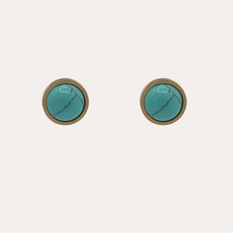 Pendientes De Acero Inoxidable Con Turquesa Pulida