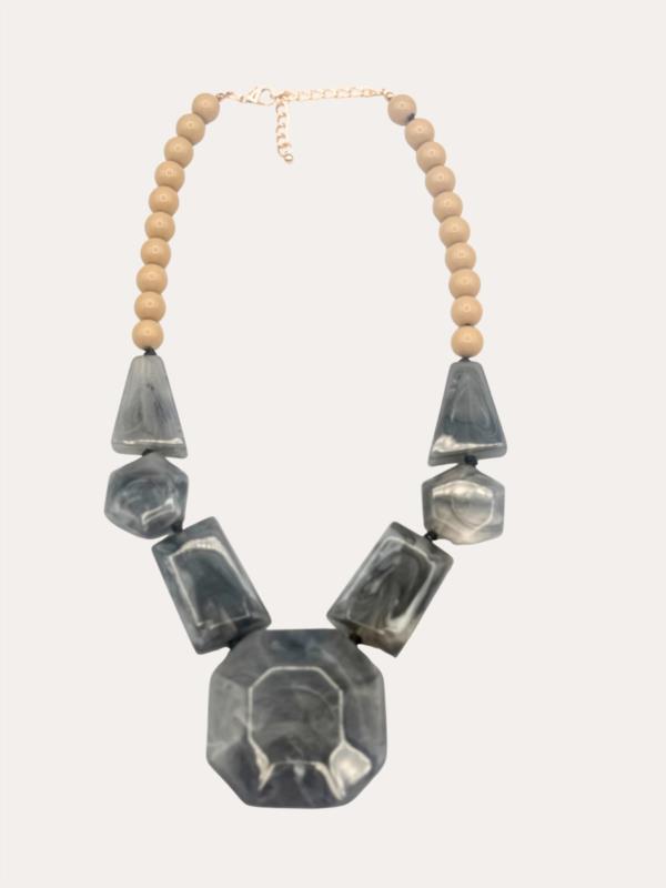 Collar Mediano Dos Tonos Gris