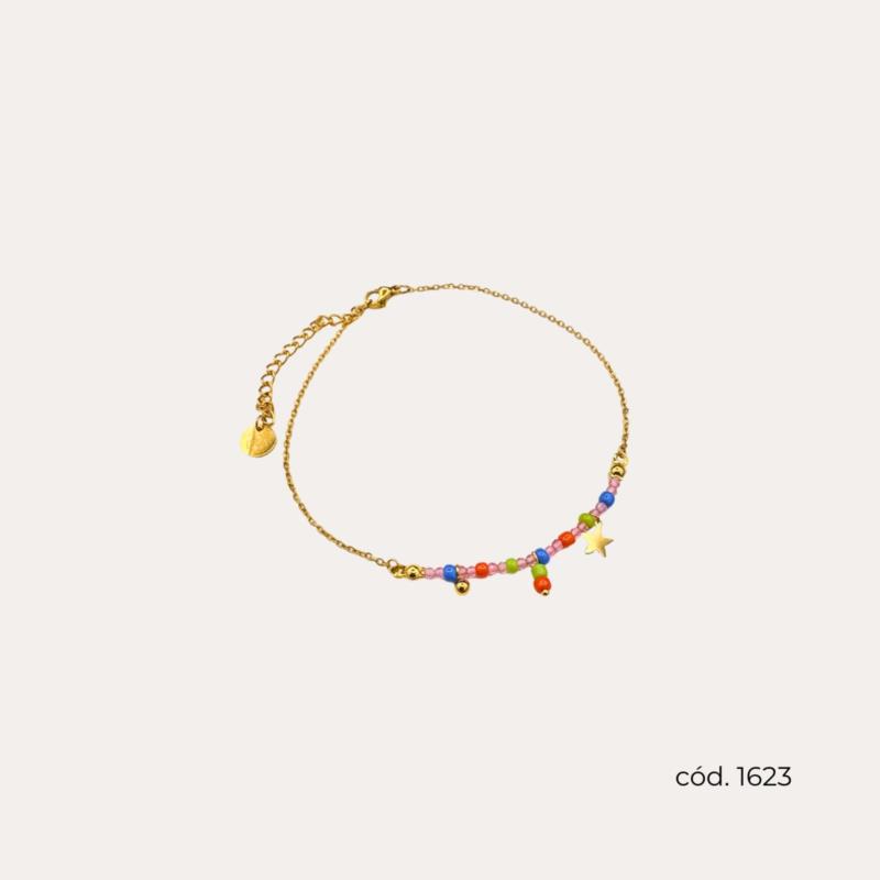 Tobillera Drops Multicolor Acero Inoxidable