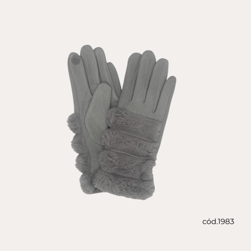 Guantes de Invierno Térmicos Premium con Forro Aislante y Detalle de Pelo Gris