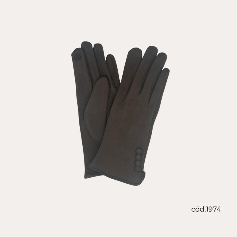 Guantes Sepia Con Detalles De Botones