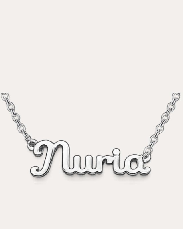 Collar de Nombre Personalizado "Nuria"  en Acero Inoxidable Plateado