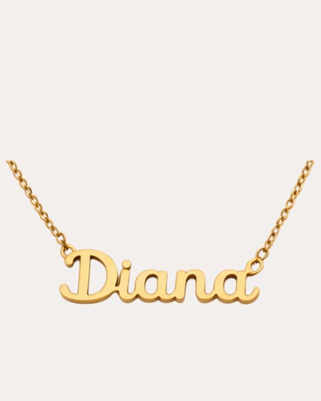 Collar de Nombre Personalizado "Diana"  en Acero Inoxidable Dorado