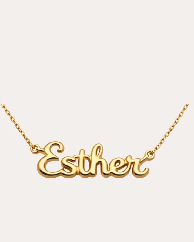 Collar de Nombre Personalizado "Esther"  en Acero Inoxidable Dorado
