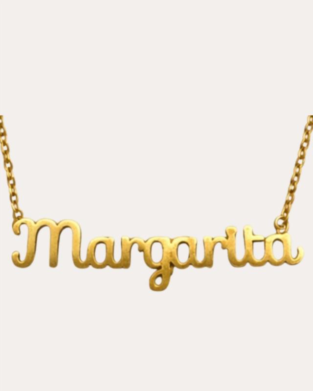 Collar de Nombre Personalizado "Margarita"  en Acero Inoxidable Dorado