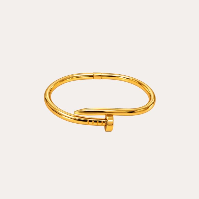 Pulsera fina de acero inoxidable tipo clavo dorado