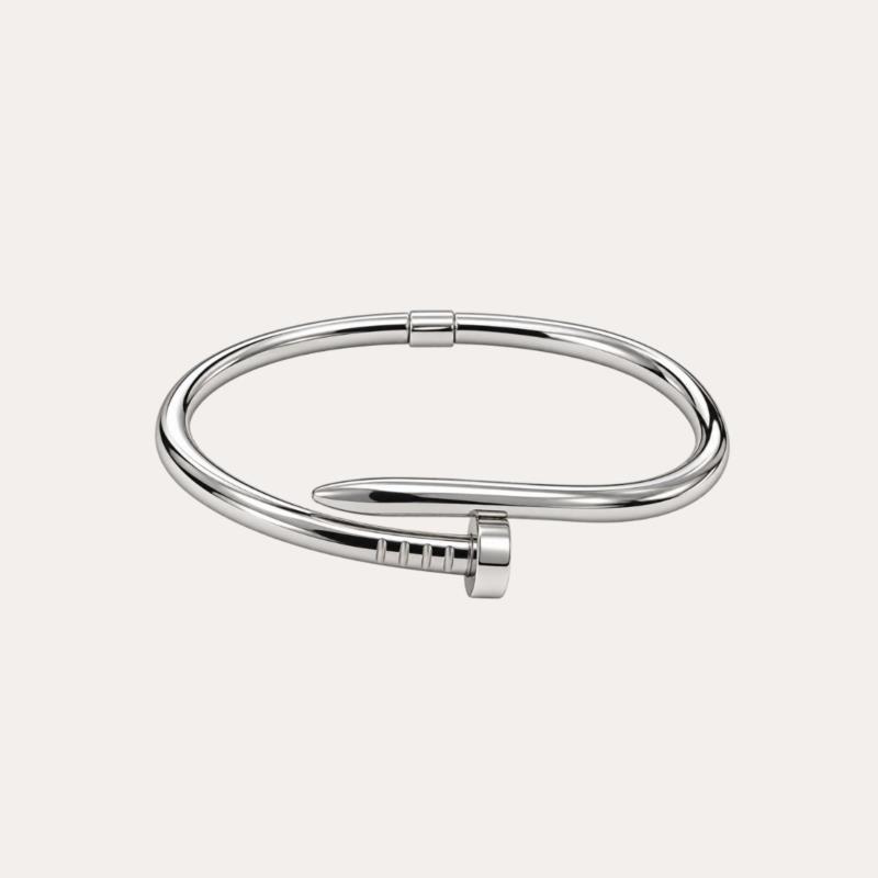 Pulsera fina de acero inoxidable tipo clavo plateada